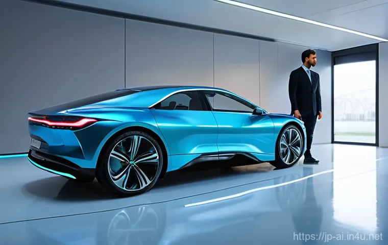 AI 기반 자동차 유지보수 예측 시스템 - **Prompt:** A sleek, modern car, glowing with subtle digital lines and data streams emanating from i...