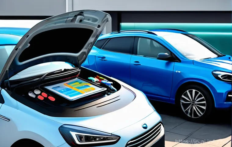 AI 기반 자동차 유지보수 예측 시스템 - **Prompt:** A sleek, modern car, glowing with subtle digital lines and data streams emanating from i...