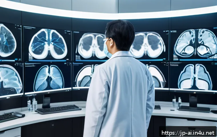AI 기반 의료 연구의 정확성 향상 - A futuristic medical laboratory scene showcasing AI-powered deep learning analyzing high-resolution ...